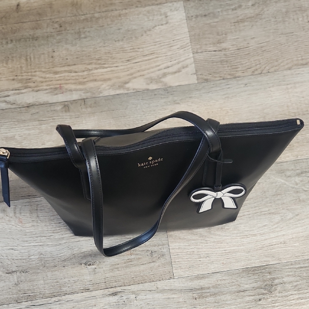 Kate Spade Black Tote with White Bow Accent - Picture 7 of 14